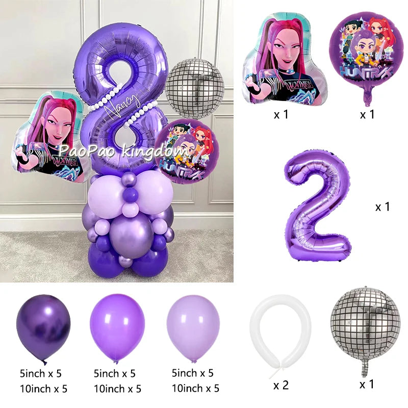 Kpop Demon Hunters Thema Aluminium Ballonnen Set Baby Douche Verjaardagsfeestje Decoratie Benodigdheden Shell Conch Globos