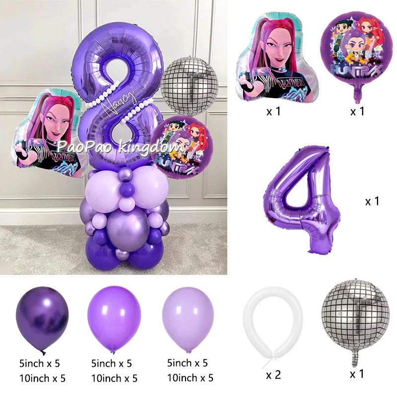 Kpop Demon Hunters Thema Aluminium Ballonnen Set Baby Douche Verjaardagsfeestje Decoratie Benodigdheden Shell Conch Globos