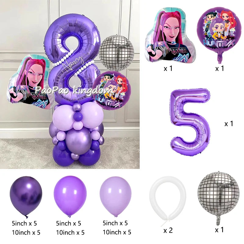 Kpop Demon Hunters Thema Aluminium Ballonnen Set Baby Douche Verjaardagsfeestje Decoratie Benodigdheden Shell Conch Globos