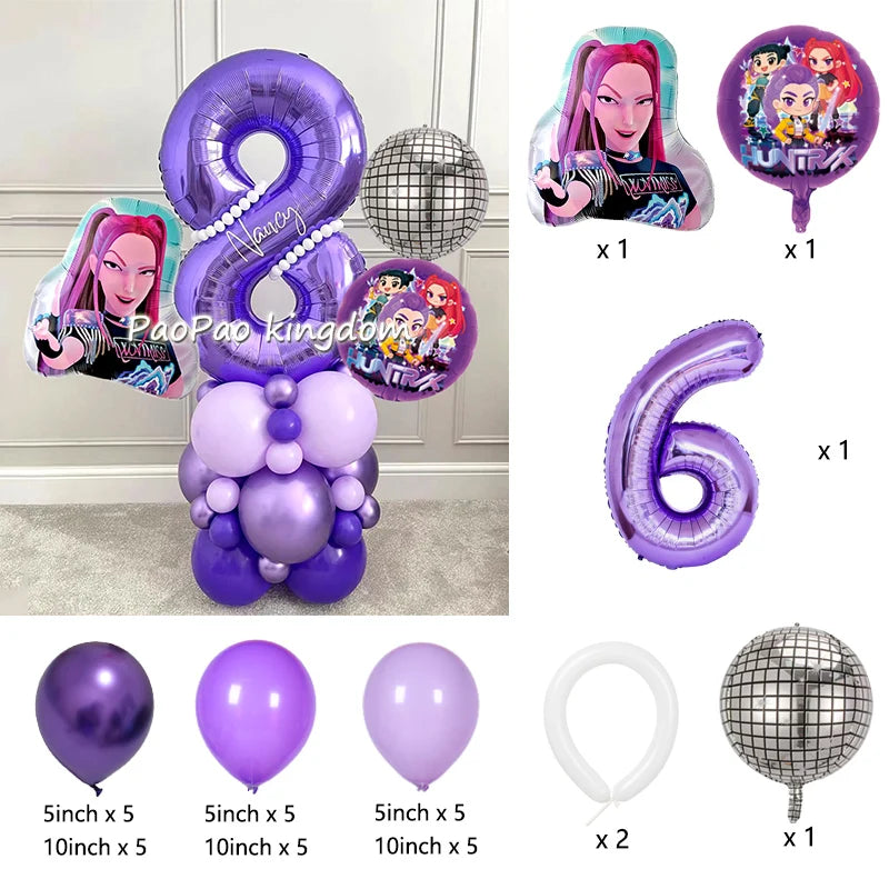 Kpop Demon Hunters Thema Aluminium Ballonnen Set Baby Douche Verjaardagsfeestje Decoratie Benodigdheden Shell Conch Globos