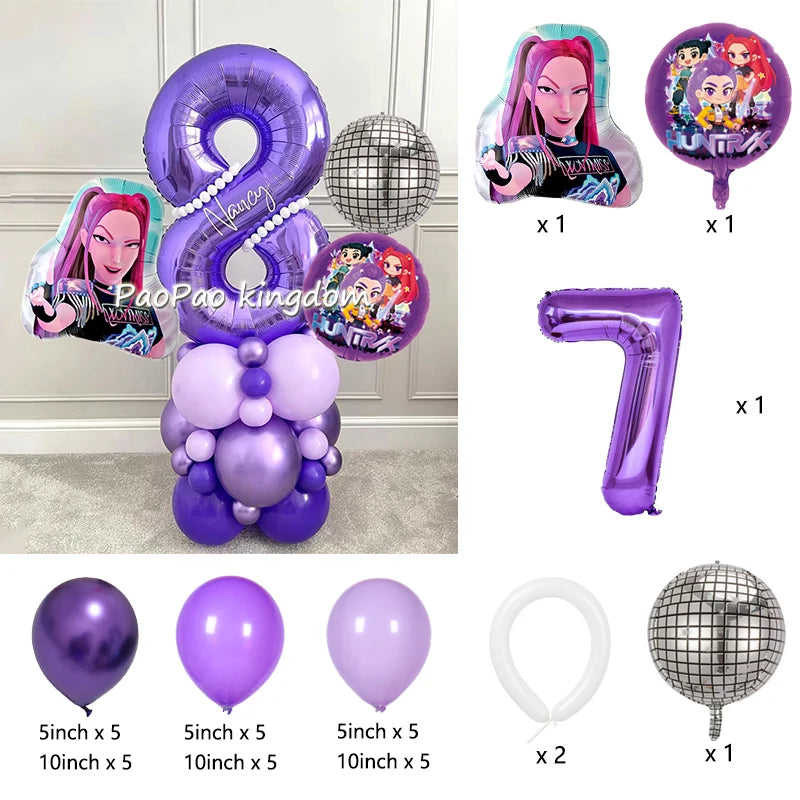 Kpop Demon Hunters Thema Aluminium Ballonnen Set Baby Douche Verjaardagsfeestje Decoratie Benodigdheden Shell Conch Globos