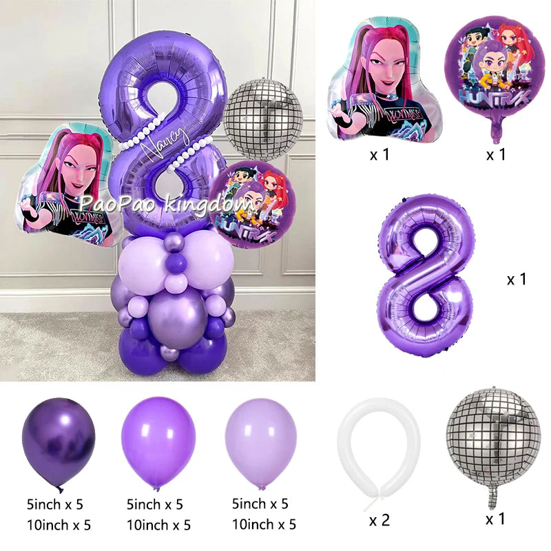 Kpop Demon Hunters Thema Aluminium Ballonnen Set Baby Douche Verjaardagsfeestje Decoratie Benodigdheden Shell Conch Globos