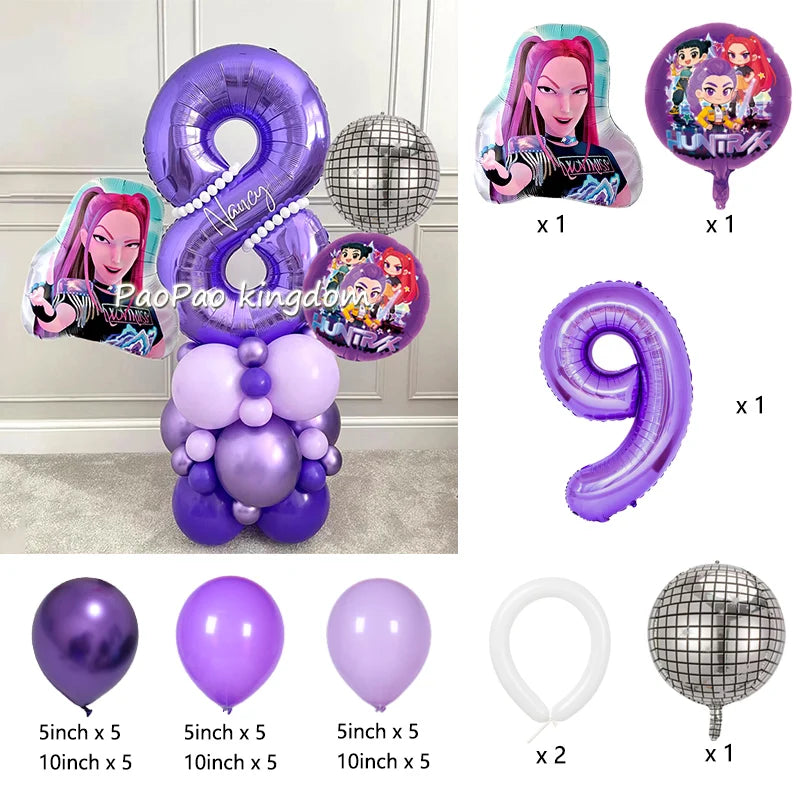 Kpop Demon Hunters Thema Aluminium Ballonnen Set Baby Douche Verjaardagsfeestje Decoratie Benodigdheden Shell Conch Globos