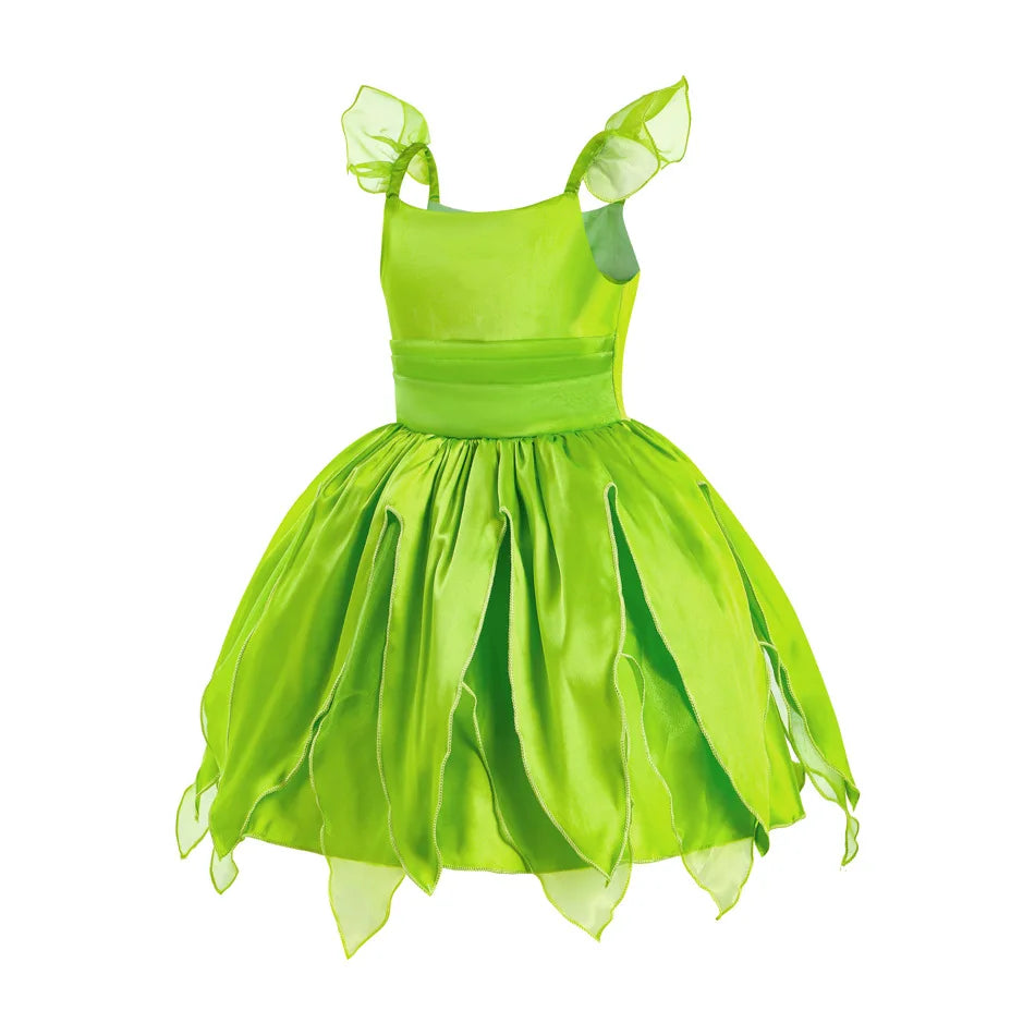 Girls Flower Fairy Dress Up Kids Princess Dress With Wings Halloween Princess Costume Elves Party Tinkerbell Tinker Bell Dress