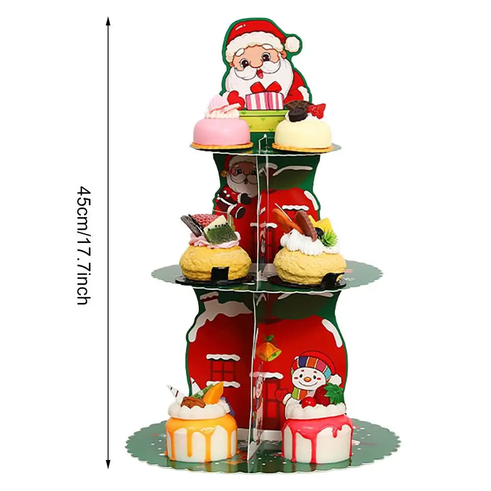 Christmas Cupcake Stand 2 Pieces Christmas Cupcake Holder 3 Tier Dessert Tower Tray for Donut Candy Treat Dessert Pastry Cookie