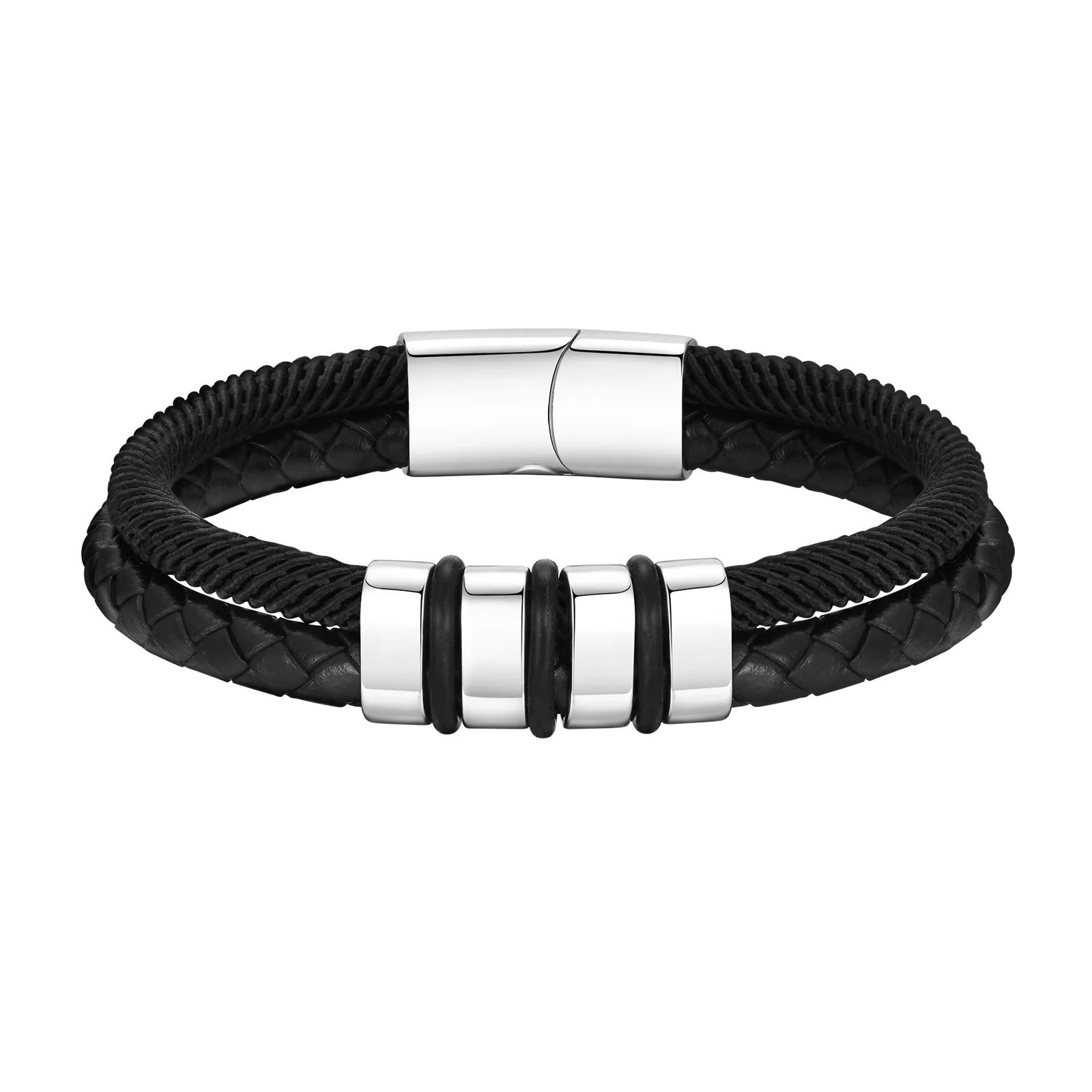 Vnox gratis gepersonaliseerde familienaam armbanden cadeau voor mannen papa opa, 3-5 roestvrijstalen kralen armbanden, liefde kerstcadeau