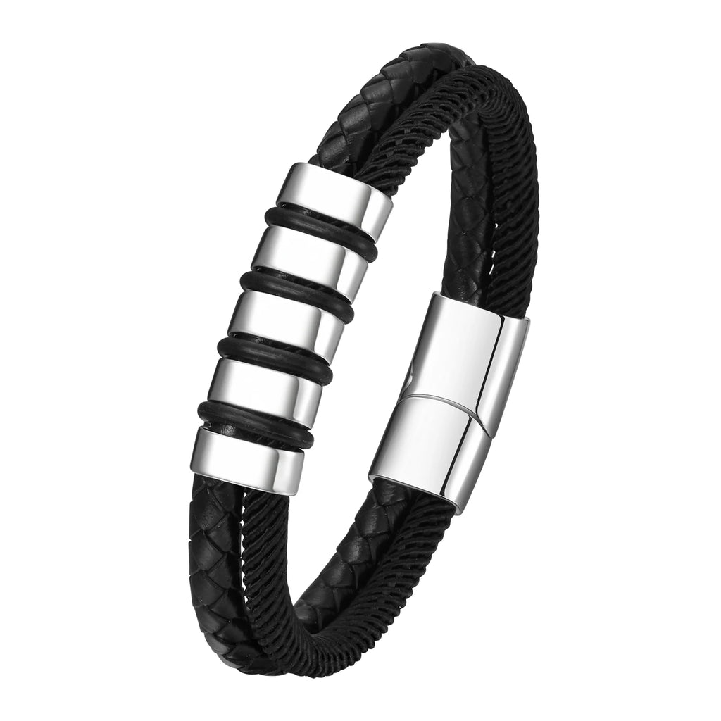 Vnox gratis gepersonaliseerde familienaam armbanden cadeau voor mannen papa opa, 3-5 roestvrijstalen kralen armbanden, liefde kerstcadeau