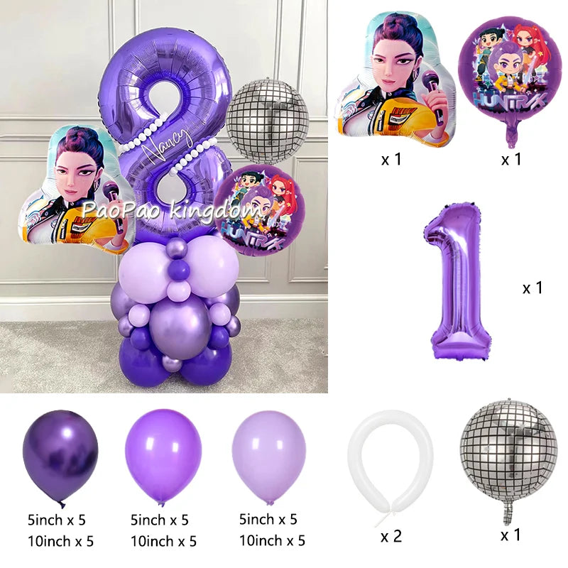 Kpop Demon Hunters Thema Aluminium Ballonnen Set Baby Douche Verjaardagsfeestje Decoratie Benodigdheden Shell Conch Globos