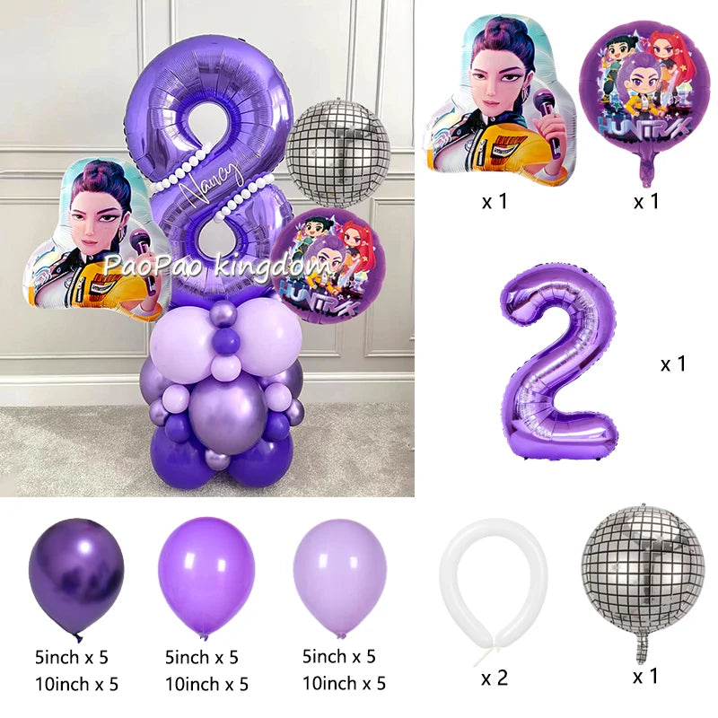 Kpop Demon Hunters Thema Aluminium Ballonnen Set Baby Douche Verjaardagsfeestje Decoratie Benodigdheden Shell Conch Globos