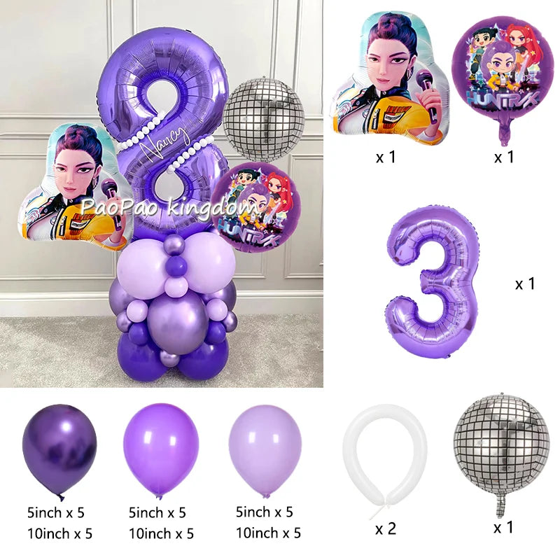 Kpop Demon Hunters Thema Aluminium Ballonnen Set Baby Douche Verjaardagsfeestje Decoratie Benodigdheden Shell Conch Globos