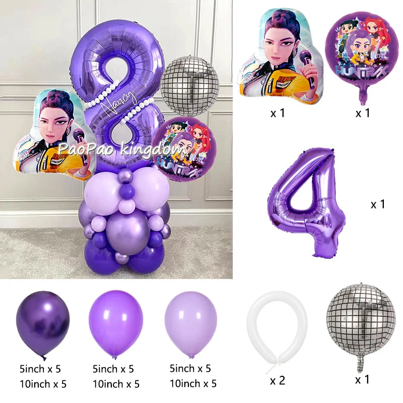 Kpop Demon Hunters Thema Aluminium Ballonnen Set Baby Douche Verjaardagsfeestje Decoratie Benodigdheden Shell Conch Globos