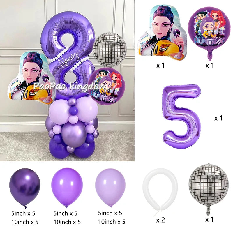 Kpop Demon Hunters Thema Aluminium Ballonnen Set Baby Douche Verjaardagsfeestje Decoratie Benodigdheden Shell Conch Globos