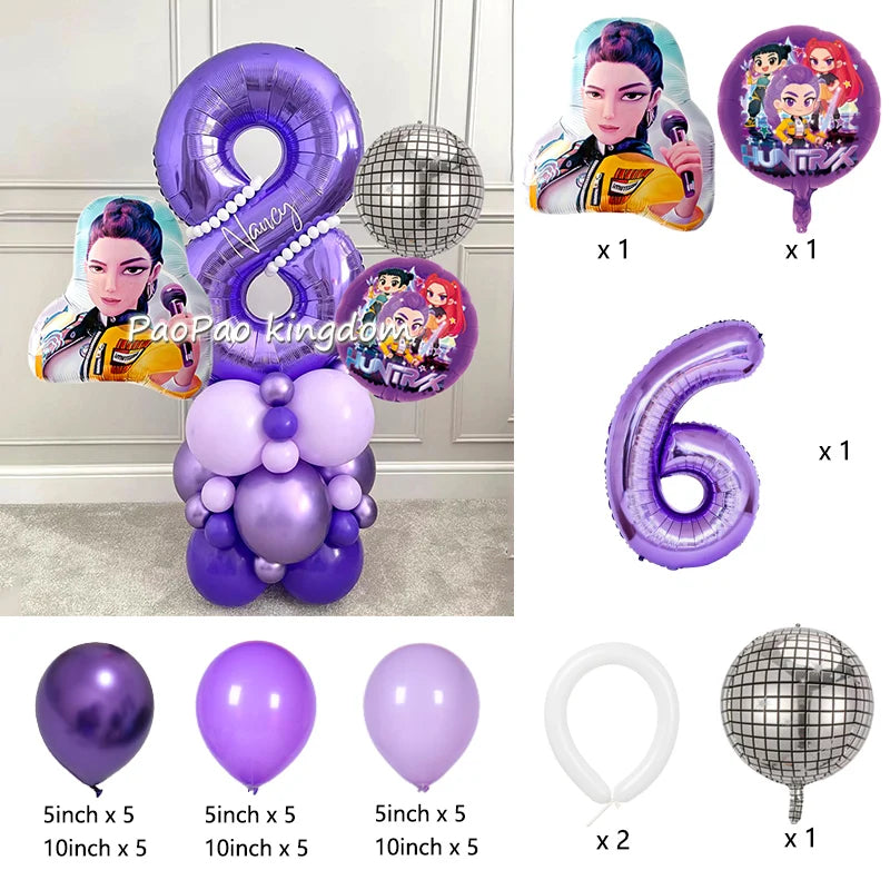 Kpop Demon Hunters Thema Aluminium Ballonnen Set Baby Douche Verjaardagsfeestje Decoratie Benodigdheden Shell Conch Globos