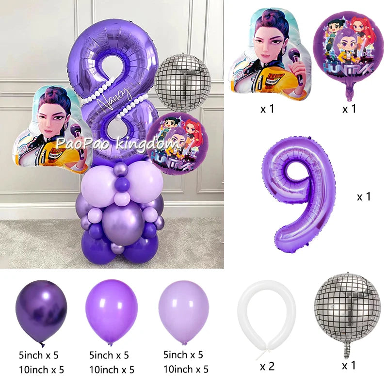 Kpop Demon Hunters Thema Aluminium Ballonnen Set Baby Douche Verjaardagsfeestje Decoratie Benodigdheden Shell Conch Globos