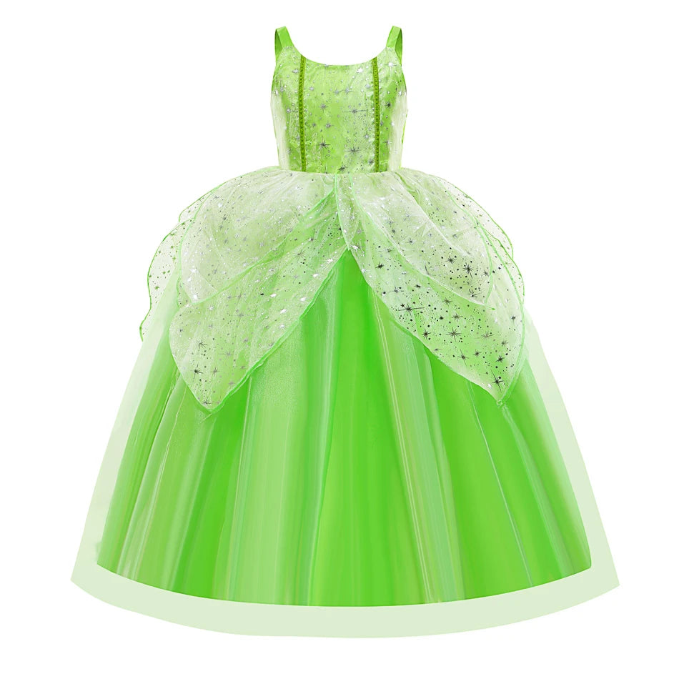 Girls Flower Fairy Dress Up Kids Princess Dress With Wings Halloween Princess Costume Elves Party Tinkerbell Tinker Bell Dress