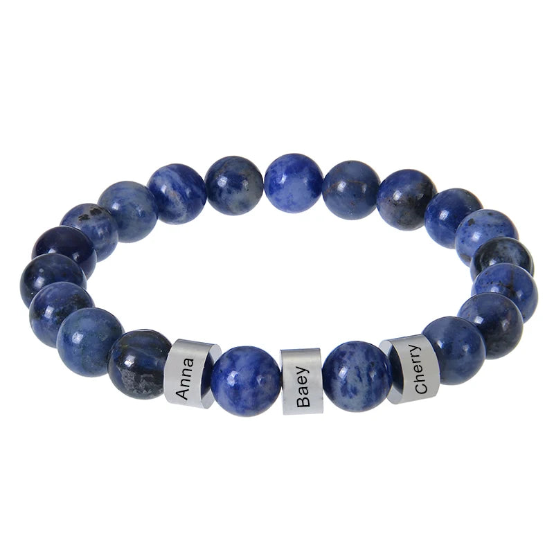 Gepersonaliseerde armbanden van roestvrij staal met kralen en gegraveerde naam, op maat gemaakte armbanden met tijgeroog, cadeau voor mannen, hem, Vaderdag cadeau