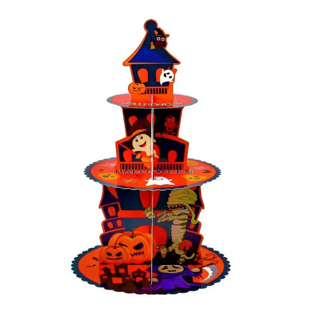 Halloween 3 Tier Dessert Stand Adjustable Cupcake Rack DIY Cake Tray Christmas Thanksgiving Home Party Decoration Baking Display
