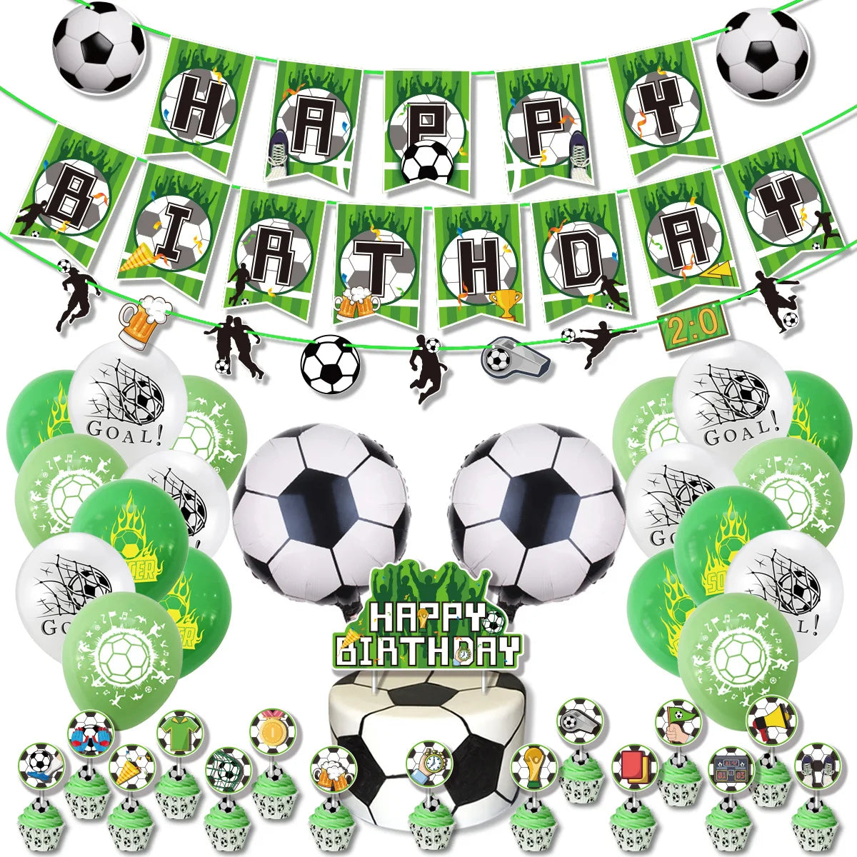 Voetbal Thema Verjaardagsfeestje Decoratie Servies Set Ballon Kit Voetbal Party Jongen Meisje kind Gunsten Banner Achtergrond Cup Plaat