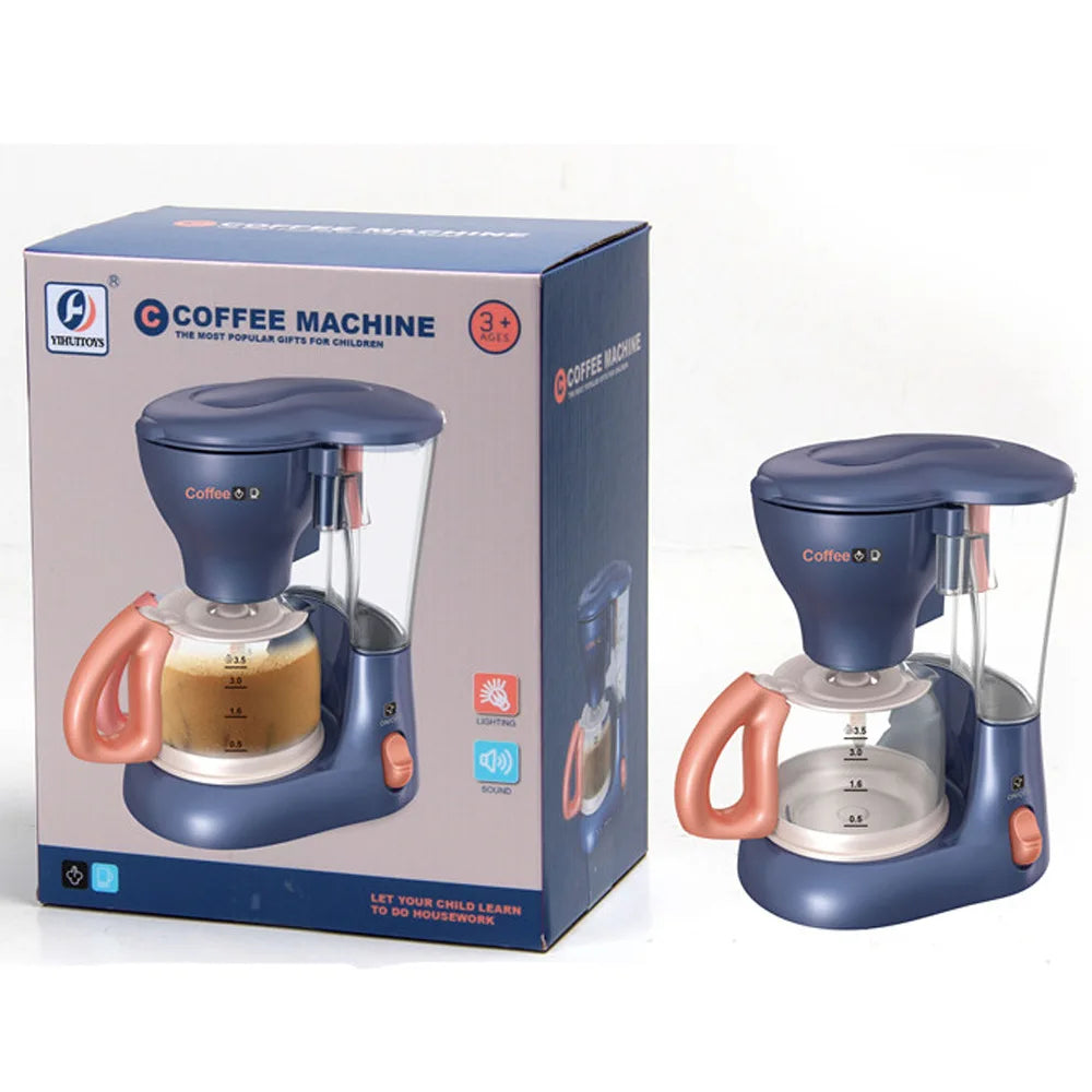 Pretend Play Toys for Kids, Pretend Play Kitchen Appliances Toy Set with Coffee Maker Machine,Mixer and Toaster Sound and Light
