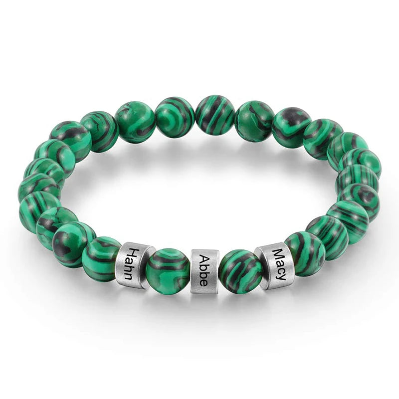 Gepersonaliseerde armbanden van roestvrij staal met kralen en gegraveerde naam, op maat gemaakte armbanden met tijgeroog, cadeau voor mannen, hem, Vaderdag cadeau