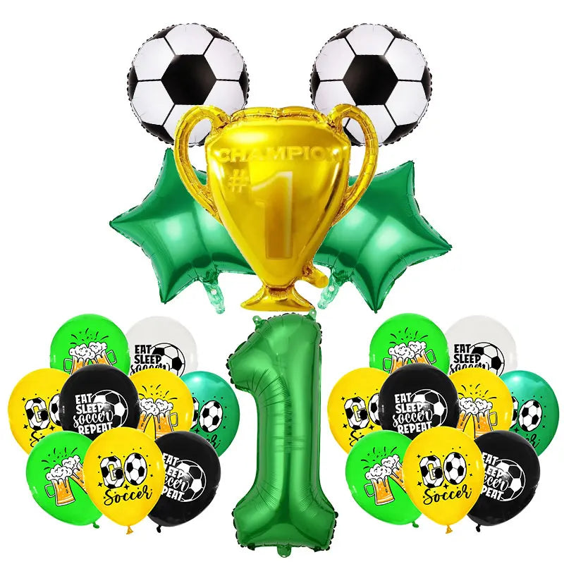 Voetbal Thema Verjaardagsfeestje Decoratie Servies Set Ballon Kit Voetbal Party Jongen Meisje kind Gunsten Banner Achtergrond Cup Plaat
