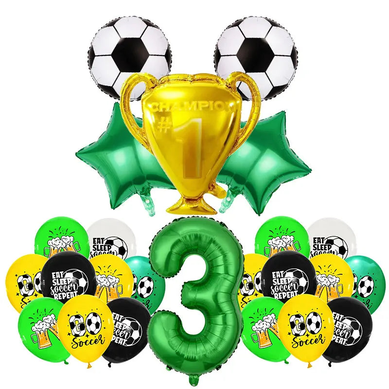 Voetbal Thema Verjaardagsfeestje Decoratie Servies Set Ballon Kit Voetbal Party Jongen Meisje kind Gunsten Banner Achtergrond Cup Plaat