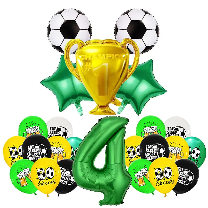 Voetbal Thema Verjaardagsfeestje Decoratie Servies Set Ballon Kit Voetbal Party Jongen Meisje kind Gunsten Banner Achtergrond Cup Plaat