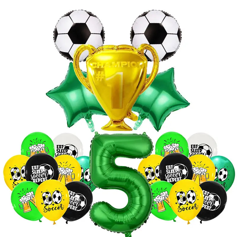 Voetbal Thema Verjaardagsfeestje Decoratie Servies Set Ballon Kit Voetbal Party Jongen Meisje kind Gunsten Banner Achtergrond Cup Plaat