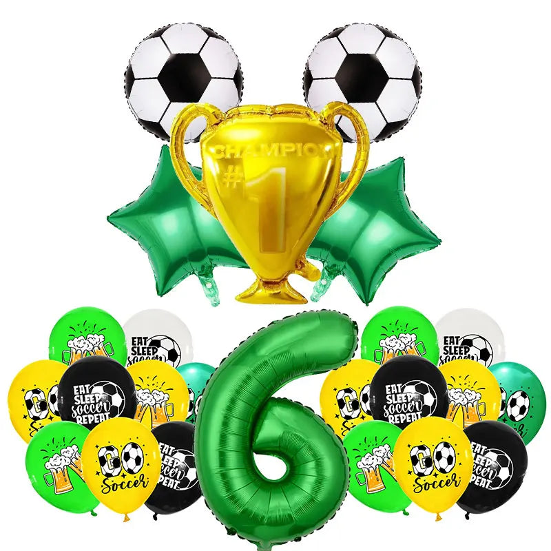 Voetbal Thema Verjaardagsfeestje Decoratie Servies Set Ballon Kit Voetbal Party Jongen Meisje kind Gunsten Banner Achtergrond Cup Plaat