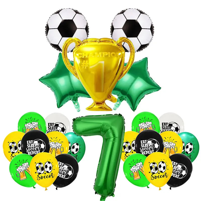 Voetbal Thema Verjaardagsfeestje Decoratie Servies Set Ballon Kit Voetbal Party Jongen Meisje kind Gunsten Banner Achtergrond Cup Plaat