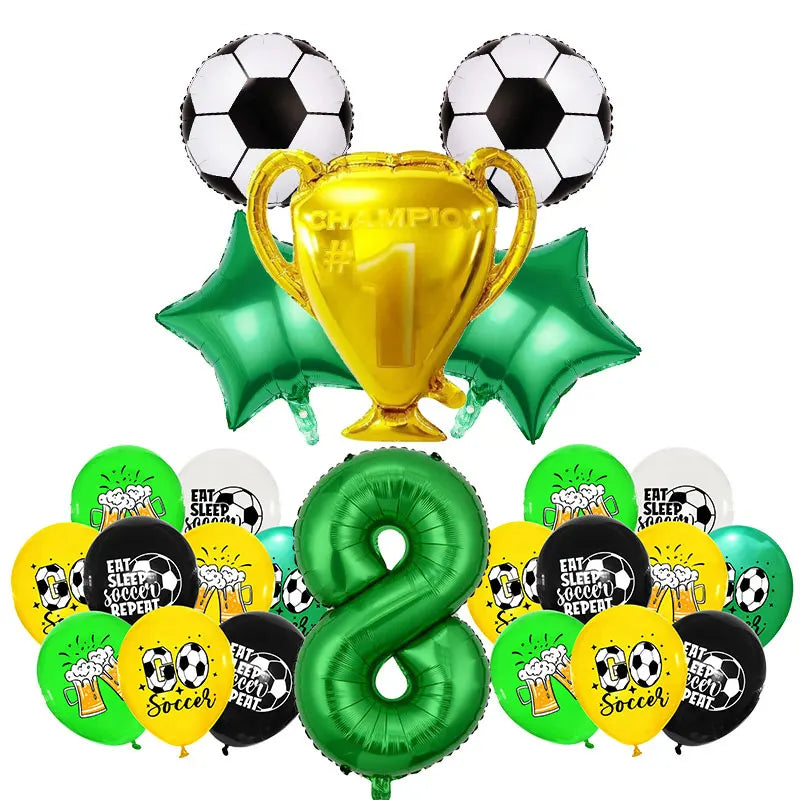 Voetbal Thema Verjaardagsfeestje Decoratie Servies Set Ballon Kit Voetbal Party Jongen Meisje kind Gunsten Banner Achtergrond Cup Plaat