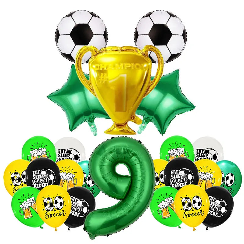 Voetbal Thema Verjaardagsfeestje Decoratie Servies Set Ballon Kit Voetbal Party Jongen Meisje kind Gunsten Banner Achtergrond Cup Plaat