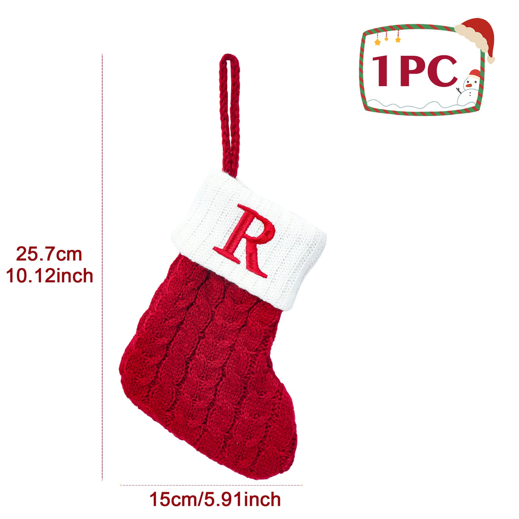 Christmas Socks Knitting Snowflake Letter Stocking Christmas Decoration 2025 For Home Xmas Tree Ornament Gift Navidad Natal 2026