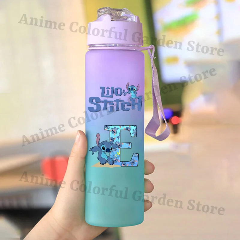 750ml Lilo & Stitch Gradiënt Waterbeker voor Mannen Vrouwen Cartoon Letter Gedrukt Cups Studenten Draagbare Mode Waterfles Geschenken