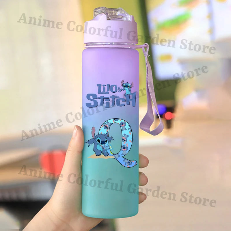 750ml Lilo & Stitch Gradiënt Waterbeker voor Mannen Vrouwen Cartoon Letter Gedrukt Cups Studenten Draagbare Mode Waterfles Geschenken