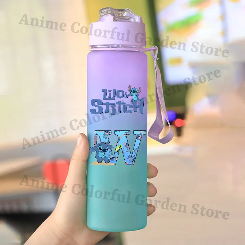 750ml Lilo & Stitch Gradiënt Waterbeker voor Mannen Vrouwen Cartoon Letter Gedrukt Cups Studenten Draagbare Mode Waterfles Geschenken