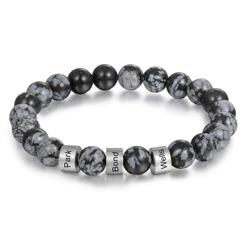 Gepersonaliseerde armbanden van roestvrij staal met kralen en gegraveerde naam, op maat gemaakte armbanden met tijgeroog, cadeau voor mannen, hem, Vaderdag cadeau