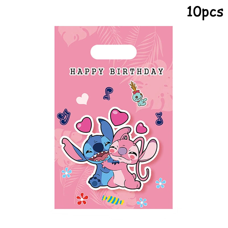 Disney Lilo & Stitch Party Gift Bag Plastic Blue Stitch Pink Angel Goodie Gift Bags voor kinderen Verjaardagsfeestje Decor Babyshower