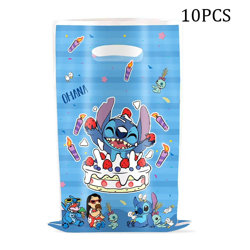Disney Lilo & Stitch Party Gift Bag Plastic Blue Stitch Pink Angel Goodie Gift Bags voor kinderen Verjaardagsfeestje Decor Babyshower
