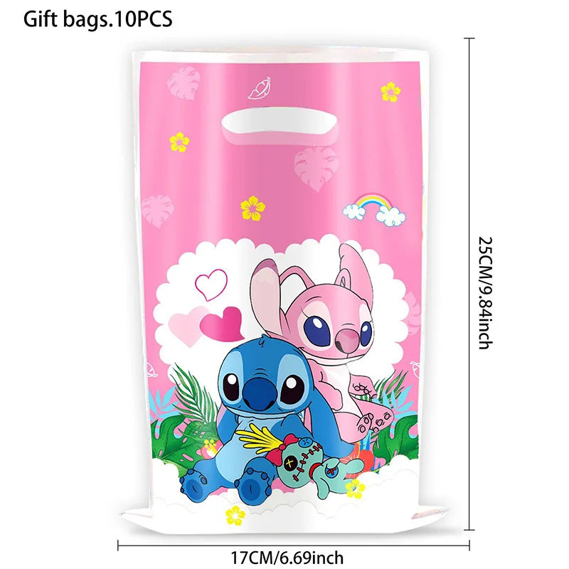 Disney Lilo & Stitch Party Gift Bag Plastic Blue Stitch Pink Angel Goodie Gift Bags voor kinderen Verjaardagsfeestje Decor Babyshower
