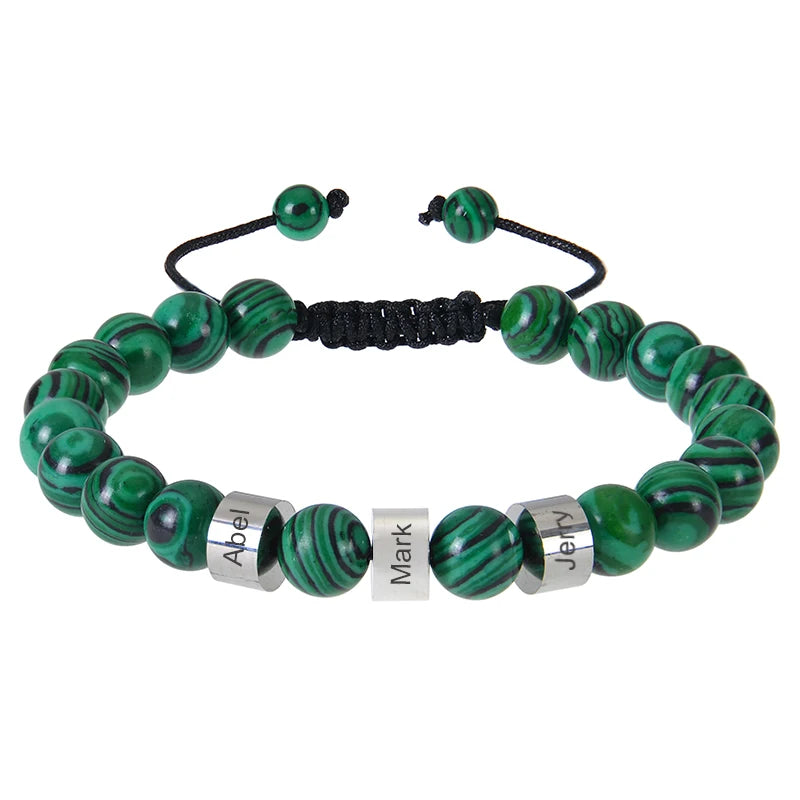 Gepersonaliseerde armbanden van roestvrij staal met kralen en gegraveerde naam, op maat gemaakte armbanden met tijgeroog, cadeau voor mannen, hem, Vaderdag cadeau
