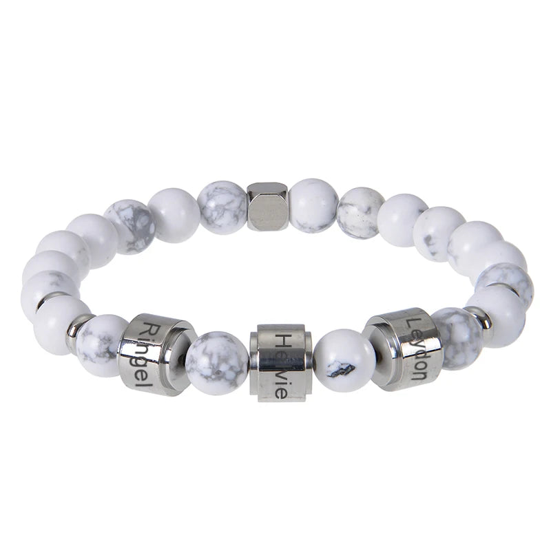 Gepersonaliseerde armbanden van roestvrij staal met kralen en gegraveerde naam, op maat gemaakte armbanden met tijgeroog, cadeau voor mannen, hem, Vaderdag cadeau