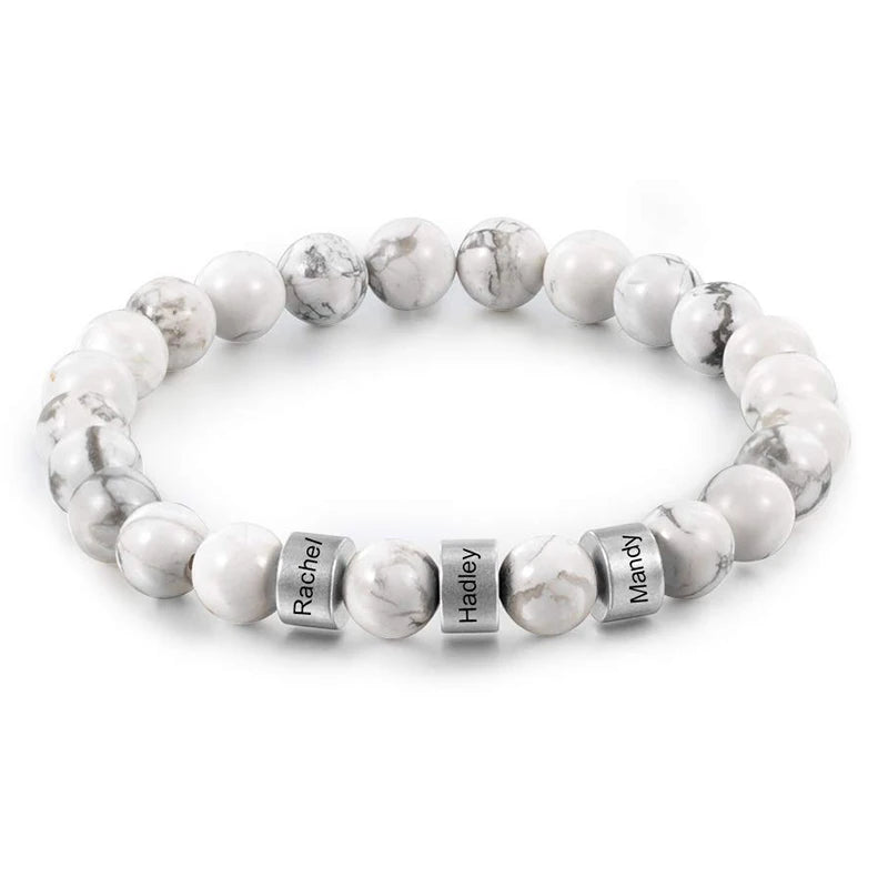 Gepersonaliseerde armbanden van roestvrij staal met kralen en gegraveerde naam, op maat gemaakte armbanden met tijgeroog, cadeau voor mannen, hem, Vaderdag cadeau