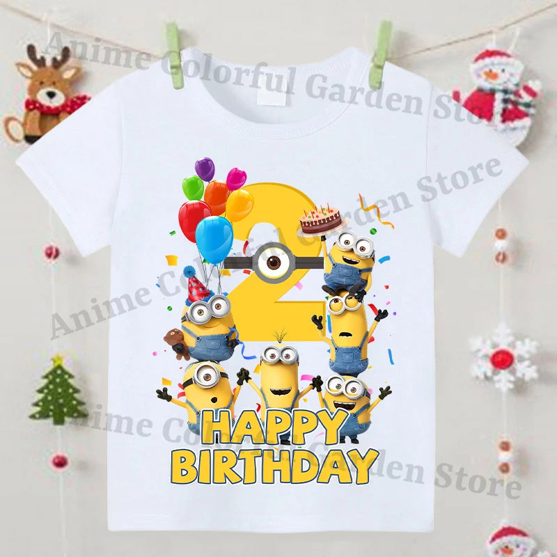 Minionses Nummer Bedrukt T-shirt voor jongens Meisjes Anime Cartoon Leuke top met korte mouwen Kinderen Zomermode Sport-T-shirts