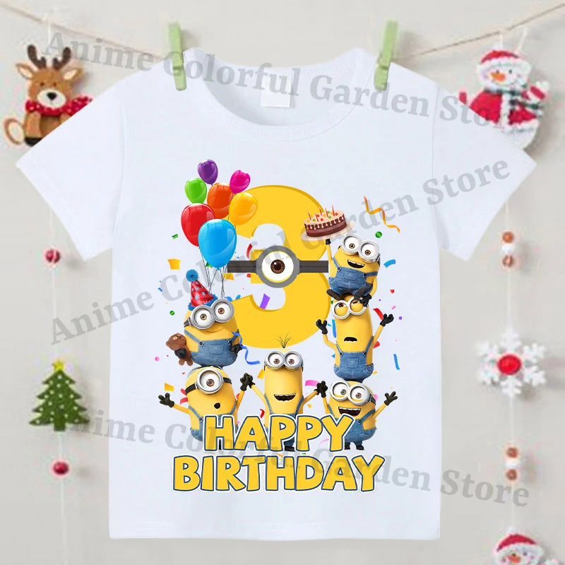 Minionses Nummer Bedrukt T-shirt voor jongens Meisjes Anime Cartoon Leuke top met korte mouwen Kinderen Zomermode Sport-T-shirts