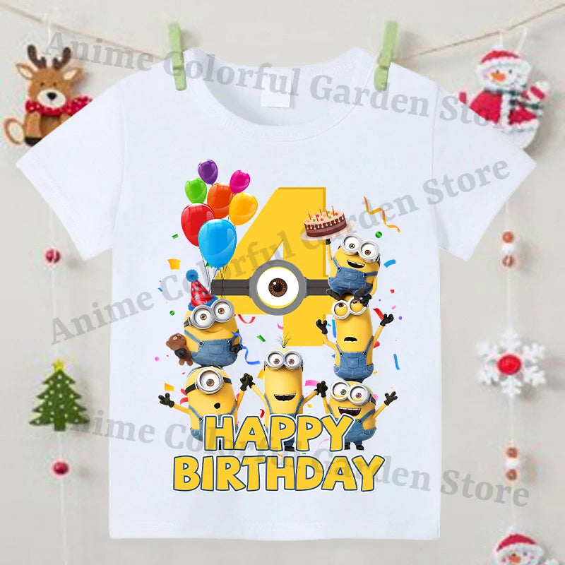 Minionses Nummer Bedrukt T-shirt voor jongens Meisjes Anime Cartoon Leuke top met korte mouwen Kinderen Zomermode Sport-T-shirts