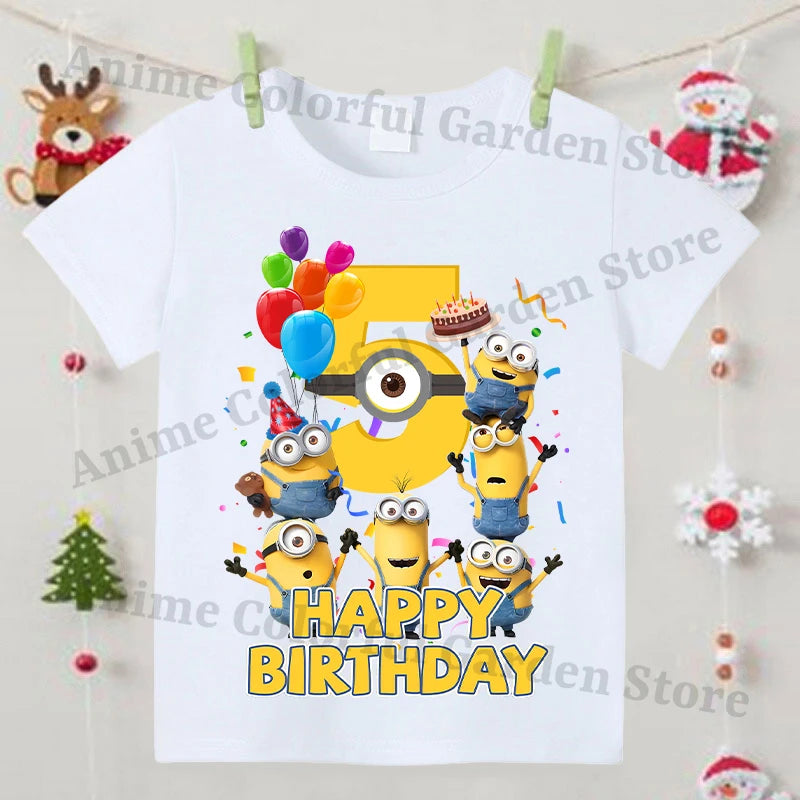 Minionses Nummer Bedrukt T-shirt voor jongens Meisjes Anime Cartoon Leuke top met korte mouwen Kinderen Zomermode Sport-T-shirts
