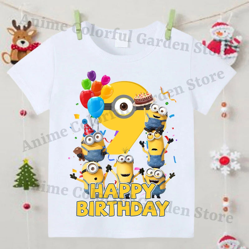 Minionses Nummer Bedrukt T-shirt voor jongens Meisjes Anime Cartoon Leuke top met korte mouwen Kinderen Zomermode Sport-T-shirts
