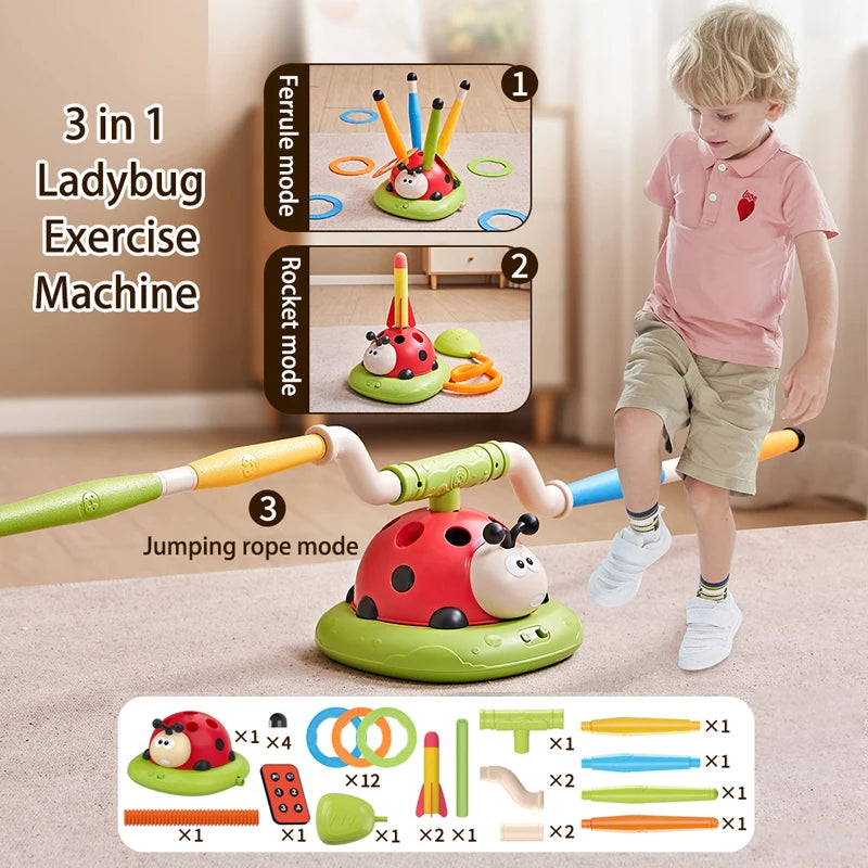 Lieveheersbeestje Sport Entertainment Spel Speelgoed Multifunctionele touwtjespringen Machine Beentje Sprong Raketwerper Outdoor Educatief