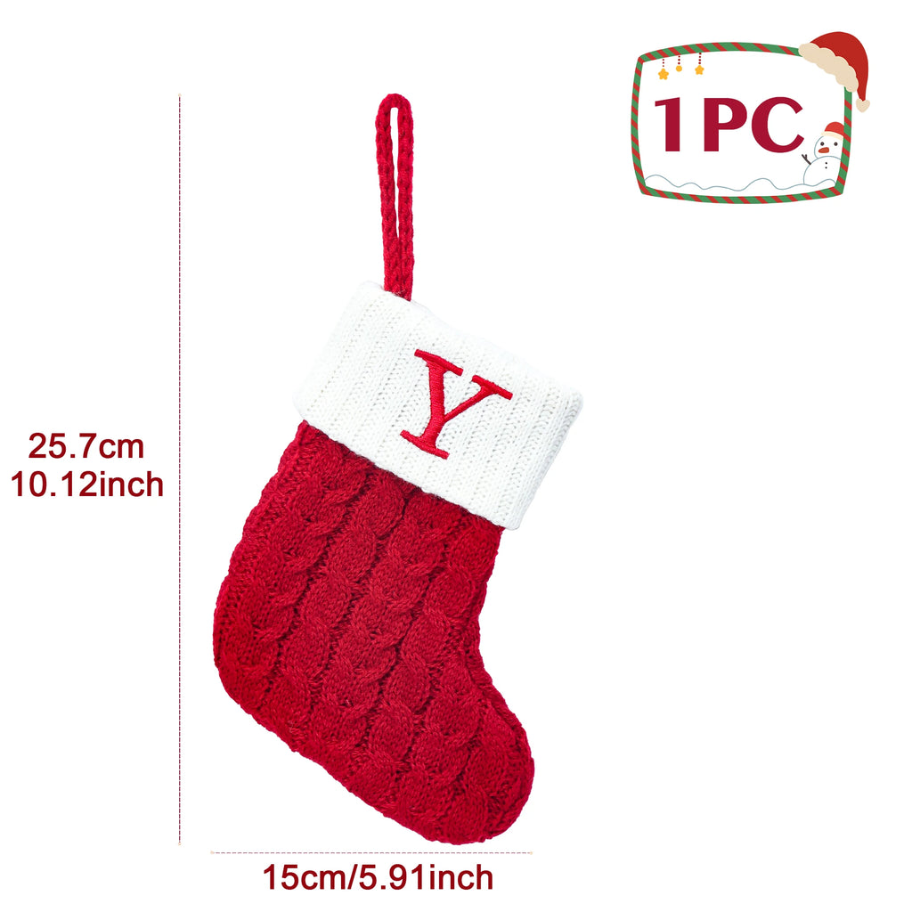 Christmas Socks Knitting Snowflake Letter Stocking Christmas Decoration 2025 For Home Xmas Tree Ornament Gift Navidad Natal 2026
